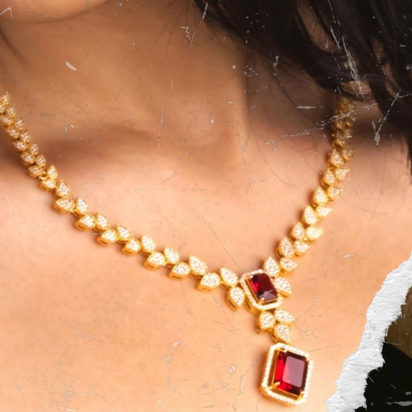 Regal Ruby and Gold Necklace