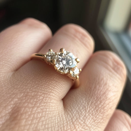 Round Diamond Three Stone Engagement ring